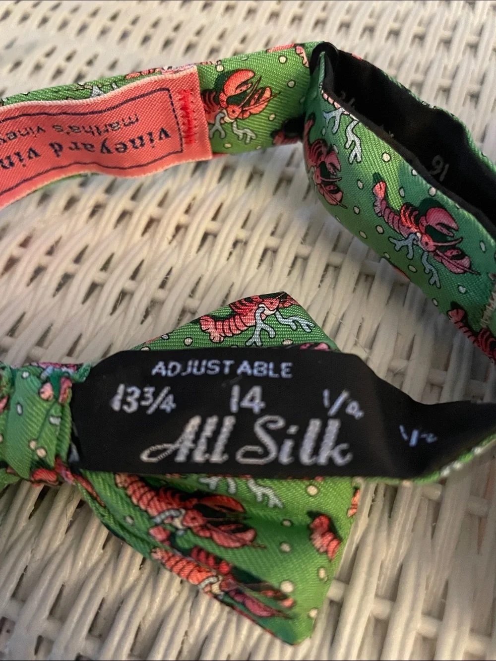 Vineyard Vines Green Lobster Print Kids Bow Tie